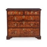 Y A QUEEN ANNE MULBERRY AND ROSEWOOD CROSSBANDED CHEST OF DRAWERS, CIRCA 1710