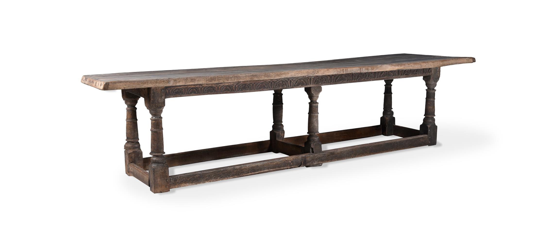 AN OAK PLANK TOP REFECTORY TABLE, 17TH CENTURY