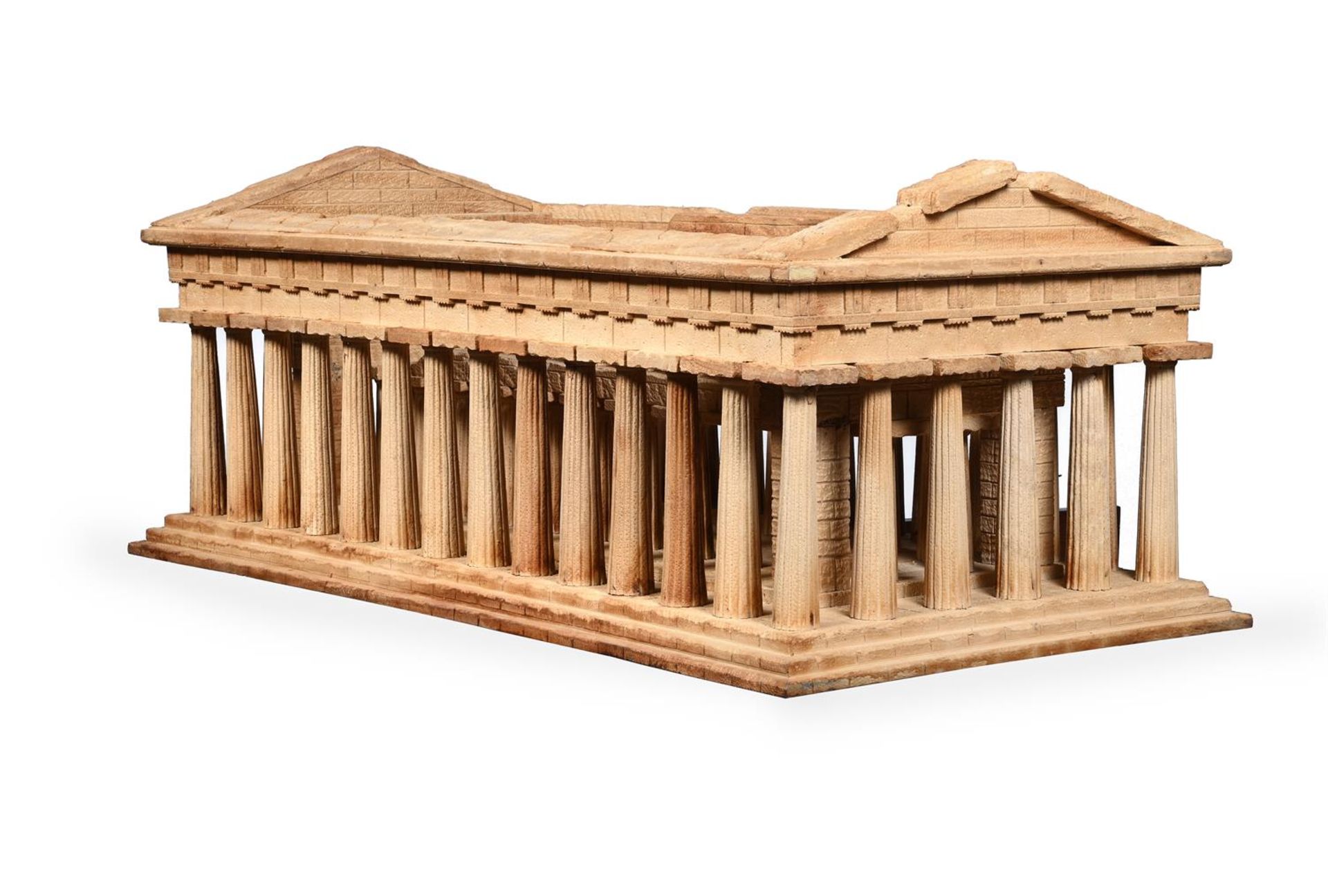 Y A CARVED WOOD MODEL OF THE PAESTUM TEMPLE OF HERA II, OF RECENT MANUFACTURE - Image 3 of 4