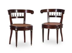 A PAIR OF FRENCH MAHOGANY AND GILT METAL MOUNTED CHAIRS, LATE 19TH CENTURY