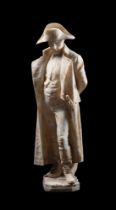 WORKSHOP OF ANTONIO FRILLI, A CARVED ALABASTER FIGURE OF NAPOLEON, ITALIAN, LATE 19TH CENTURY