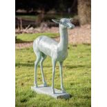 AFTER THE ANTIQUE, A VERDIGRIS BRONZE FIGURE OF A DEER, CONTEMPORARY