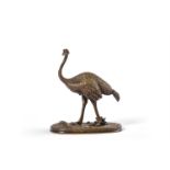 A FRENCH ANIMALIER BRONZE OF AN OSTRICH, LATE 19TH CENTURY