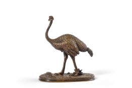 A FRENCH ANIMALIER BRONZE OF AN OSTRICH, LATE 19TH CENTURY