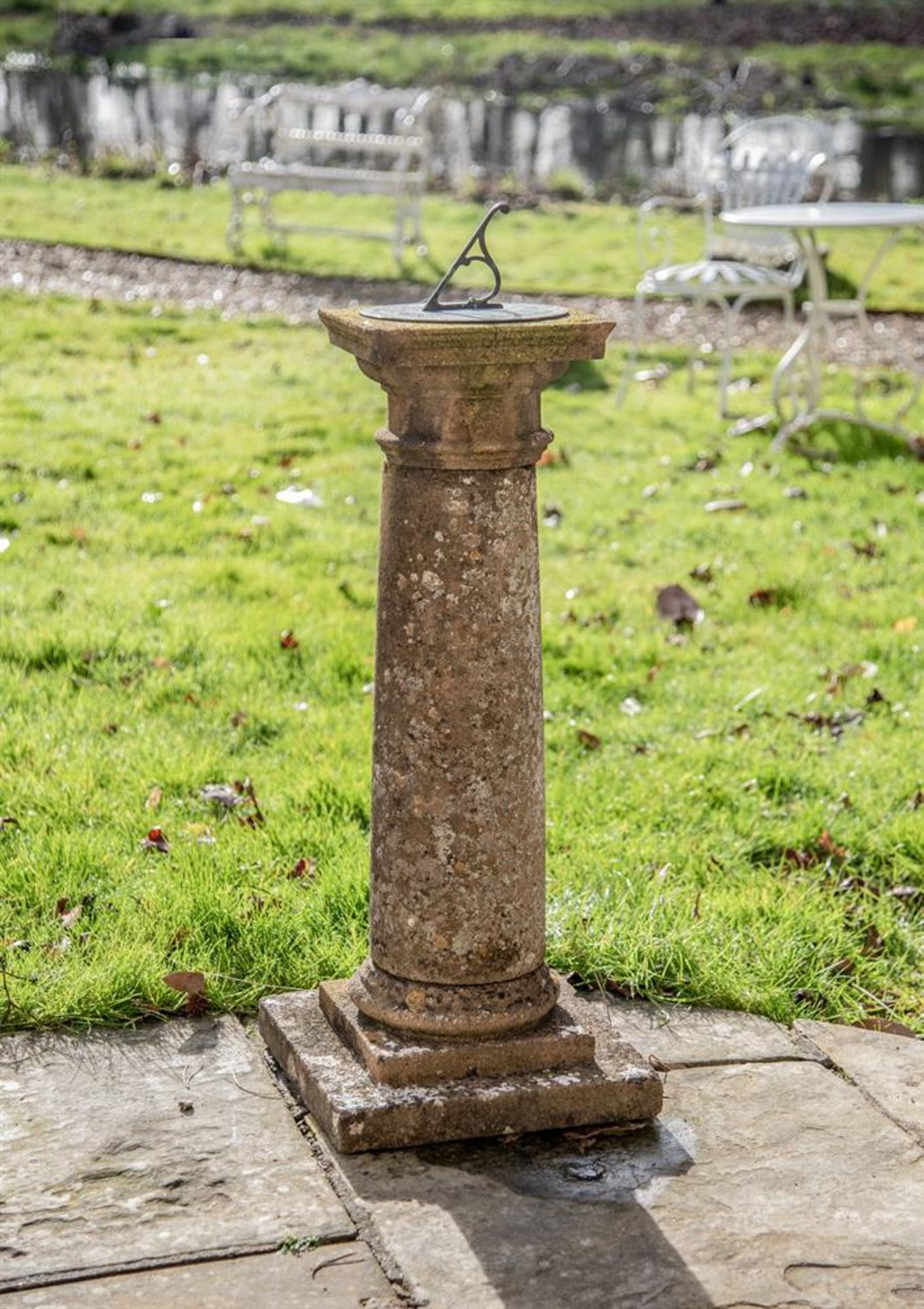 A COMPOSITION STONE SUNDIAL 20TH CENTURY