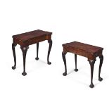 A PAIR OF GEORGE II MAHOGANY CARD TABLES, CIRCA 1750