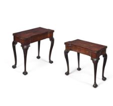 A PAIR OF GEORGE II MAHOGANY CARD TABLES, CIRCA 1750