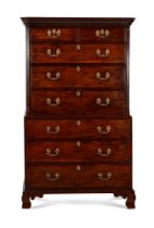 A GEORGE III MAHOGANY CHEST ON CHEST, CIRCA 1770