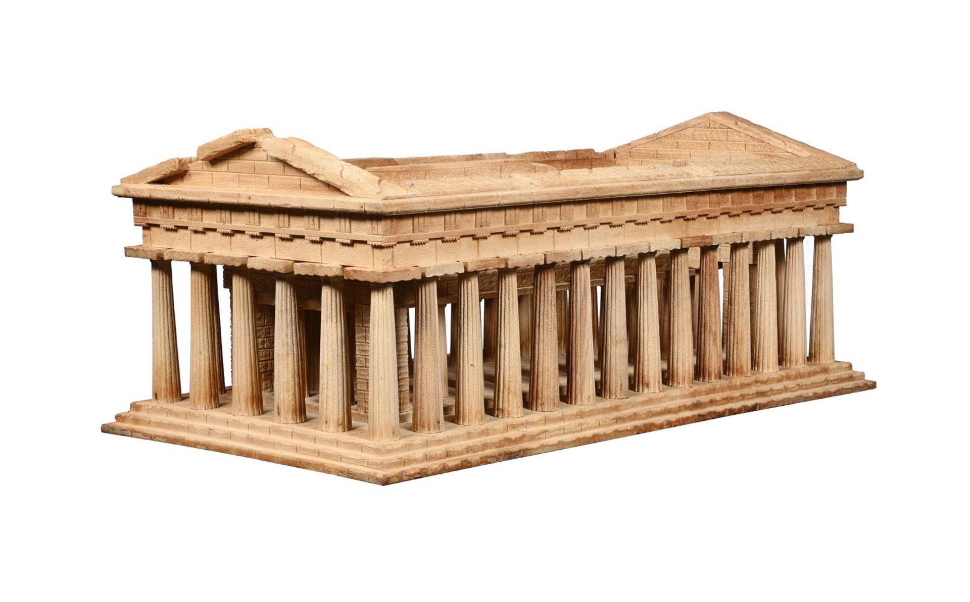 Y A CARVED WOOD MODEL OF THE PAESTUM TEMPLE OF HERA II, OF RECENT MANUFACTURE - Image 4 of 4