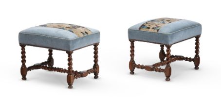 A PAIR OF WILLIAM III WALNUT STOOLS, CIRCA 1700