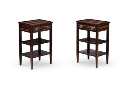 A PAIR OF CALAMANDER BEDSIDE TABLES OR ETAGERES, OF RECENT MANUFACTURE