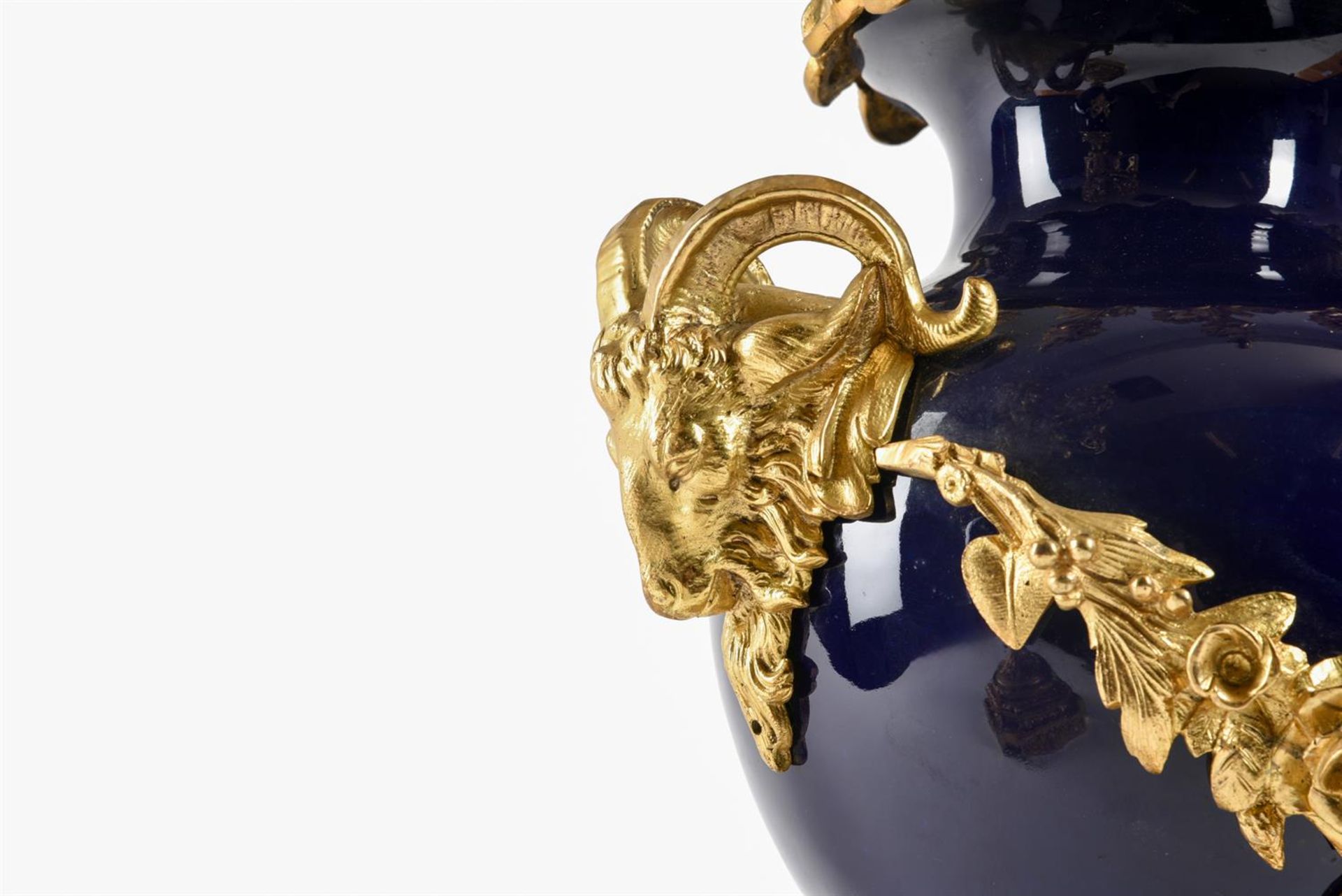 A PAIR OF ORMOLU MOUNTED BLUE PORCELAIN TEN LIGHT URN CANDELABRA, FRENCH, EARLY 20TH CENTURY - Image 5 of 5