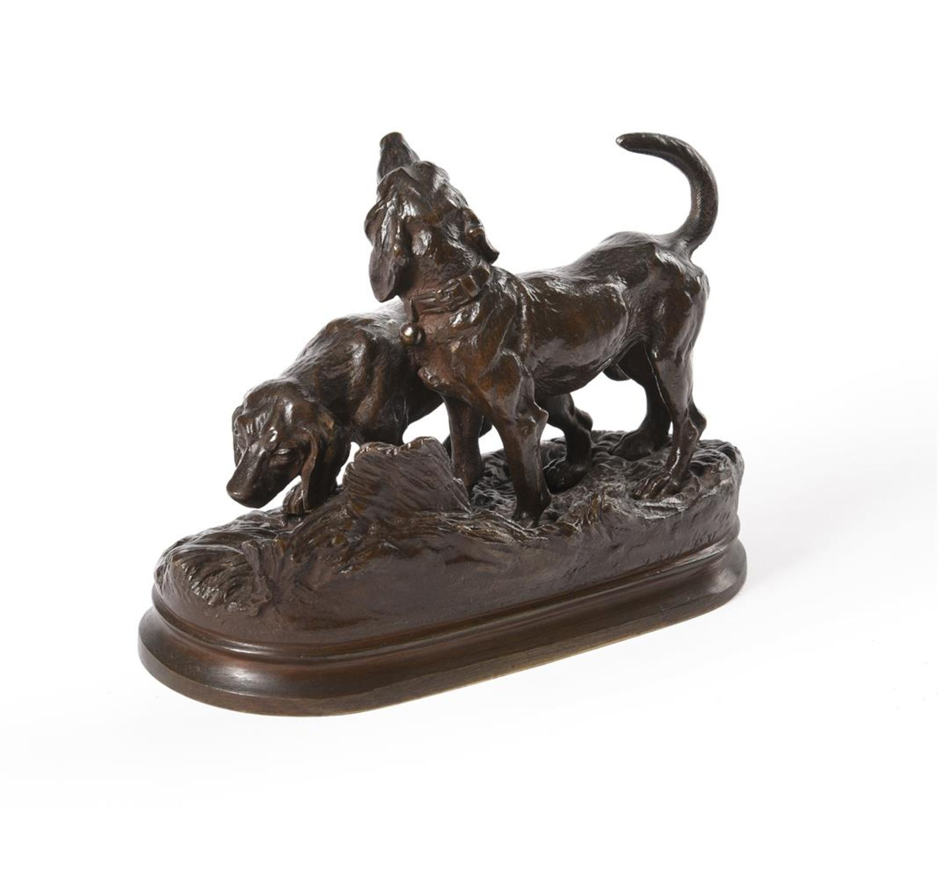 ALFRED DUBUCAND (FRENCH, 1828-1894), A BRONZE ANIMALIER DOG GROUP, LATE 19TH CENTURY - Image 2 of 3