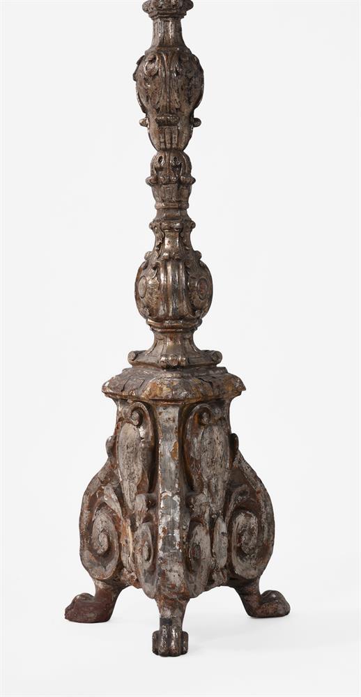 A PAIR OF LARGE ITALIAN SILVERED TORCHERES, LATE 17TH CENTURY - Image 3 of 4