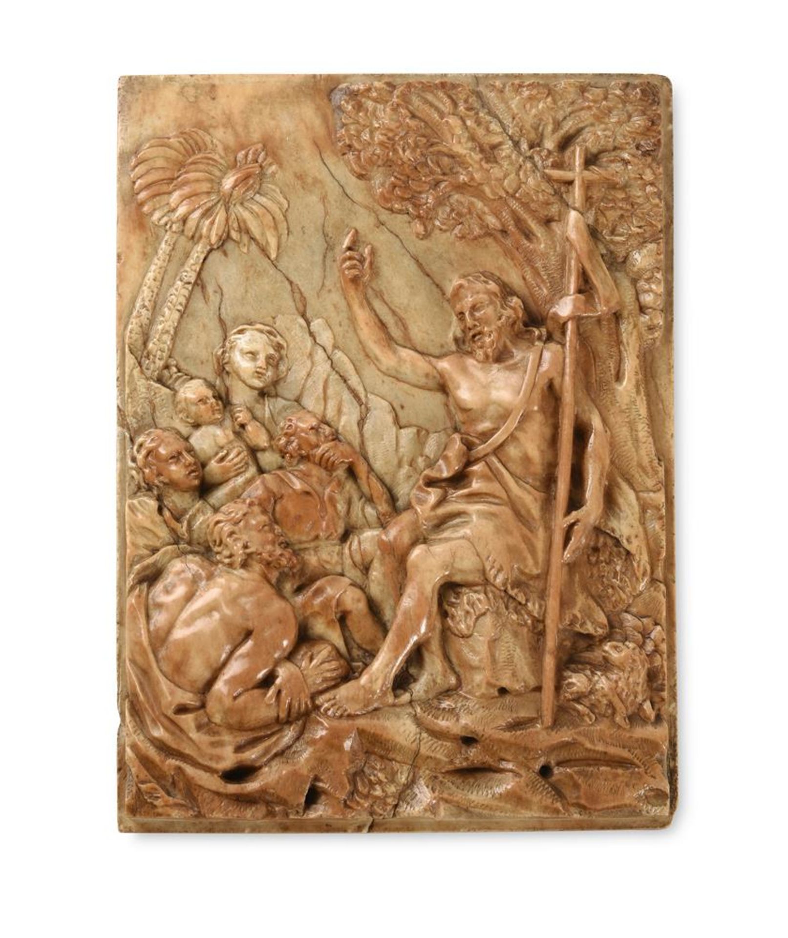 A CARVED STONE PLAQUE DEPICTING CHRIST PREACHING, POSSIBLY ITALIAN, EARLY 17TH CENTURY