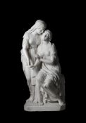 JOHN WARRINGTON WOOD (BRITISH 1839-1886), A CARVED MARBLE GROUP 'SISTERS OF BETHANY', DATED 1876