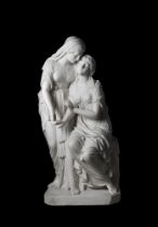 JOHN WARRINGTON WOOD (BRITISH 1839-1886), A CARVED MARBLE GROUP 'SISTERS OF BETHANY', DATED 1876