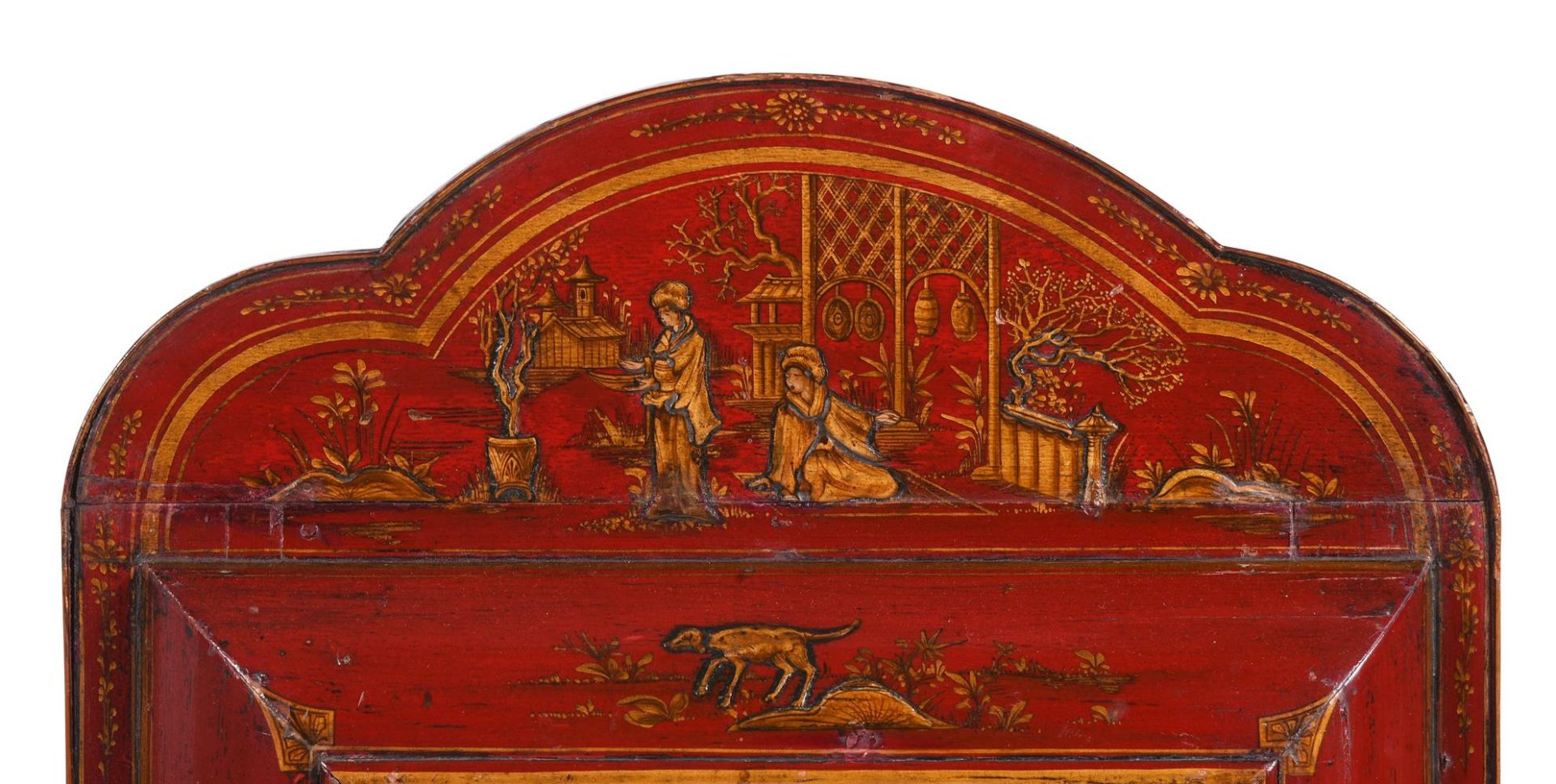 A RED LACQUER AND GILT JAPANNED MIRROR, CIRCA 1710 AND LATER - Bild 2 aus 2