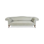 A VICTORIAN WALNUT AND UPHOLSTERED SOFA, BY HOWARD & SONS