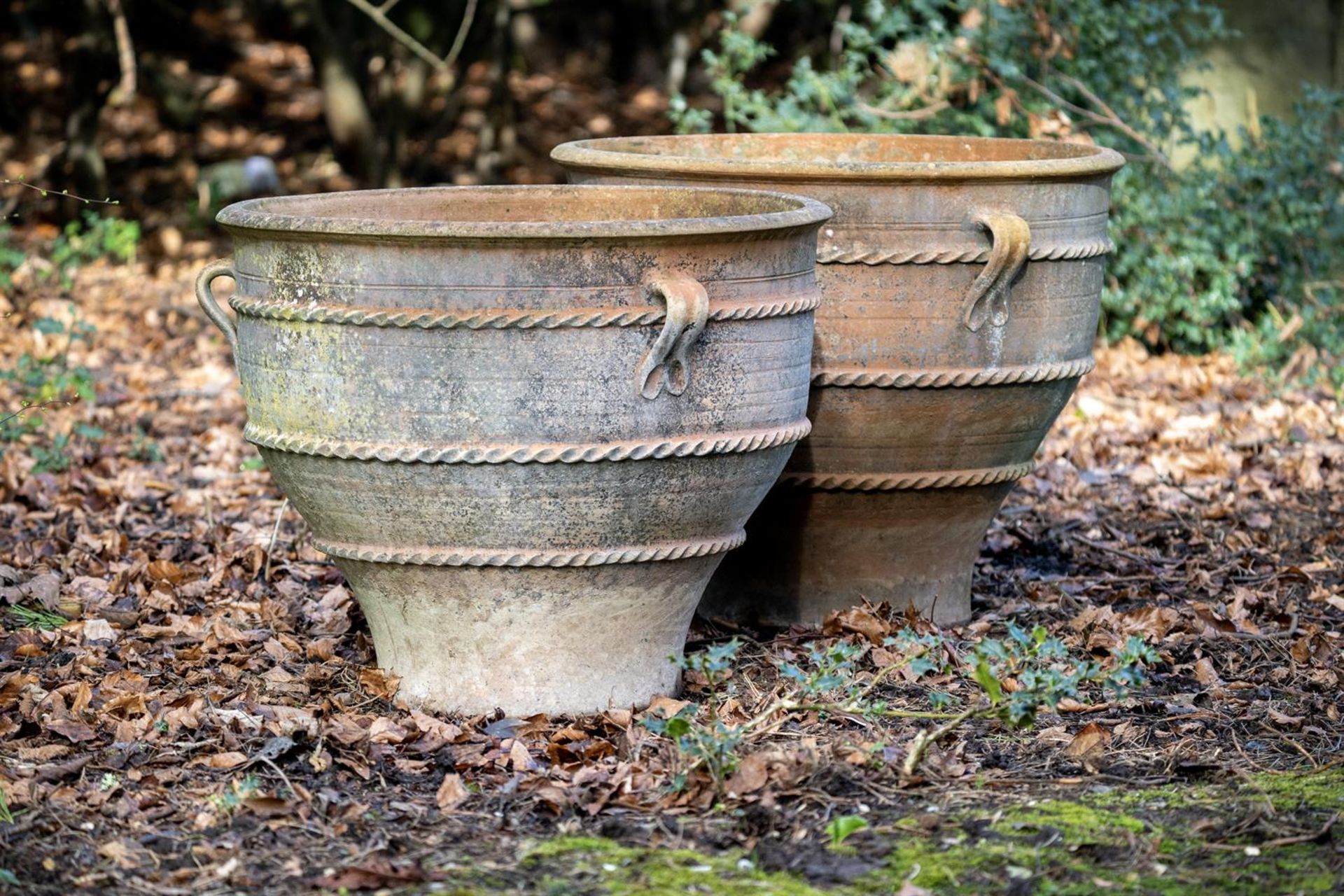 A LARGE PAIR OF TERRACOTTA PLANTERS, MODERN - Image 2 of 3