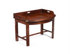 A GEORGE III MAHOGANY BOWFRONT BUTLER'S TRAY, LATE 18TH CENTURY