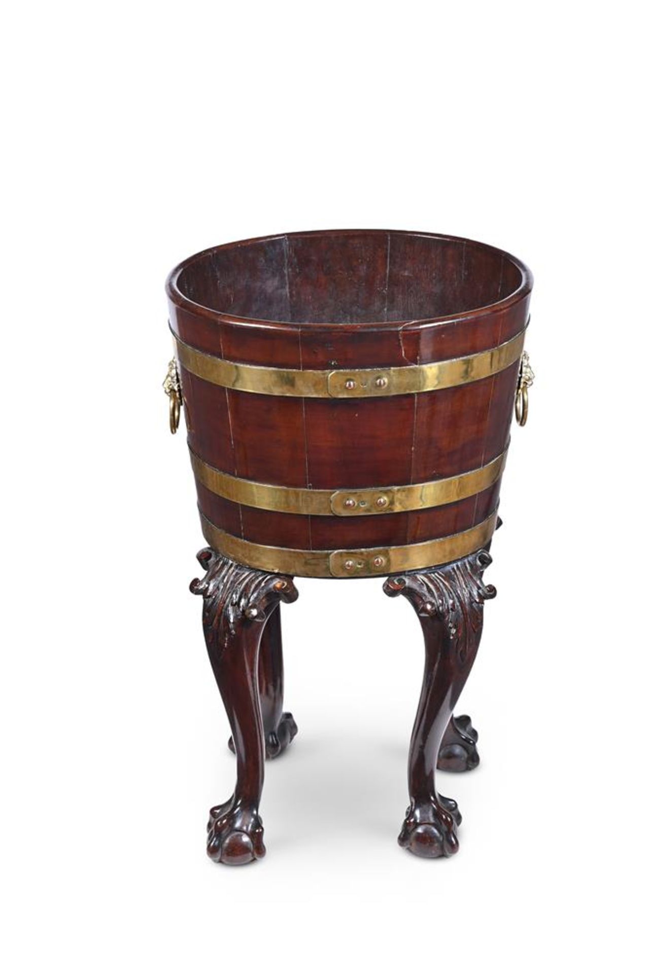 AN UNUSUAL GEORGE II MAHOGANY AND BRASS BOUND WINE COOLER, MID 18TH CENTURY AND LATER - Image 2 of 2