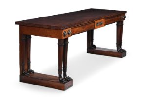 A REGENCY MAHOGANY AND GILT BRONZE MOUNTED SIDE TABLE, ATTRIBUTED TO GEORGE OAKLEY, CIRCA 1810