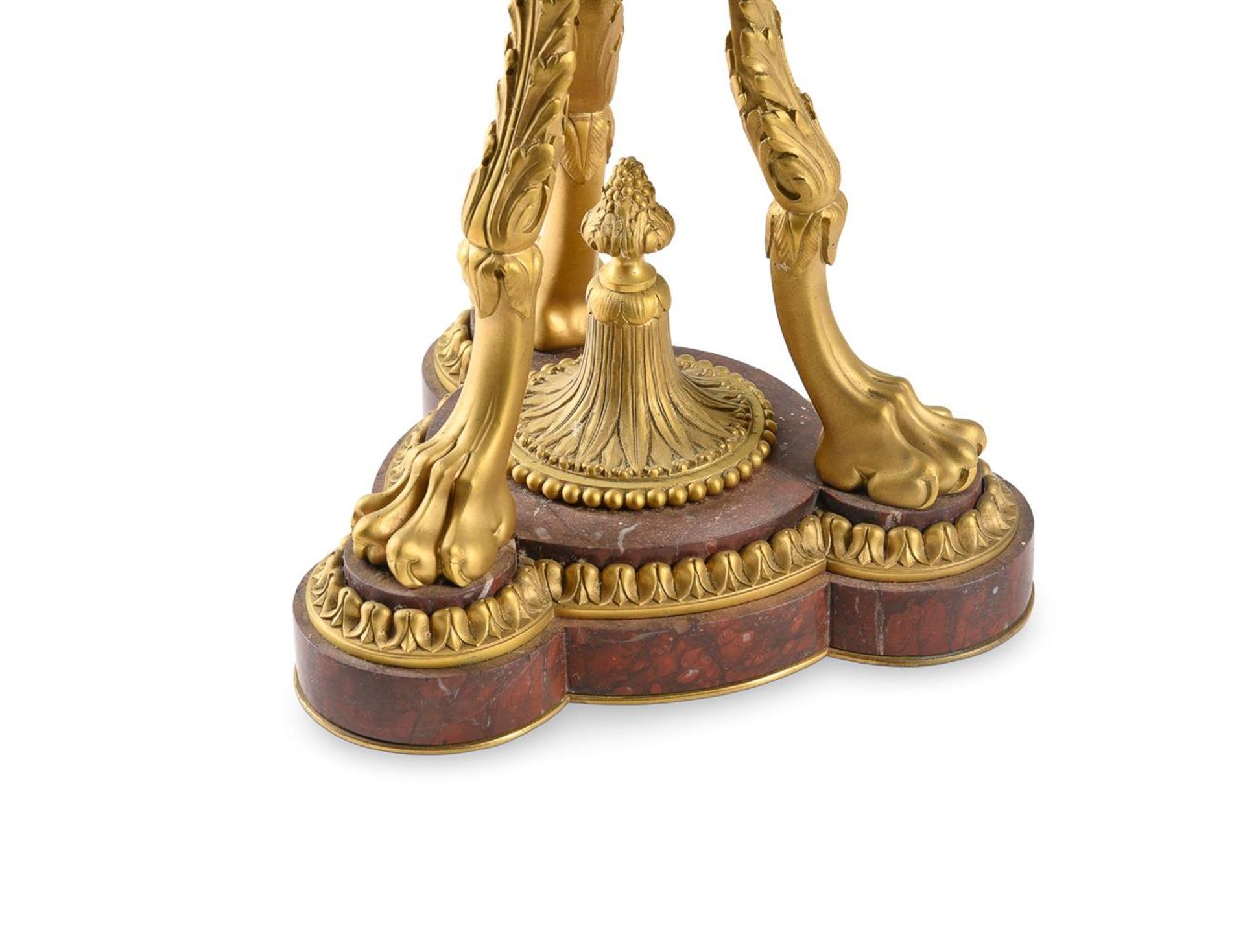 A LARGE PAIR OF FRENCH ORMOLU MOUNTED ROUGE GRIOTTE MARBLE BRULE PARFUMS, 19TH OR 20TH CENTURY - Image 4 of 4