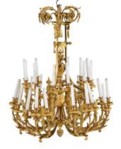 A LARGE FRENCH ORMOLU THIRTY LIGHT CHANDELIER, IN THE LOUIS XVI STYLE, LATE 19TH CENTURY