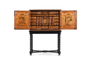 Y A SOUTH GERMAN SYCAMORE, FRUITWOOD AND SPECIMEN MARQUETRY COLLECTOR'S CABINET