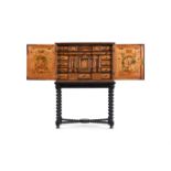 Y A SOUTH GERMAN SYCAMORE, FRUITWOOD AND SPECIMEN MARQUETRY COLLECTOR'S CABINET