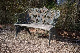 A COALBROOKDALE CAST IRON GARDEN BENCH, IN THE FERN AND BLACKBERRY PATTERN, 19TH CENTURY