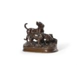 ALFRED DUBUCAND (FRENCH, 1828-1894), A BRONZE ANIMALIER DOG GROUP, LATE 19TH CENTURY