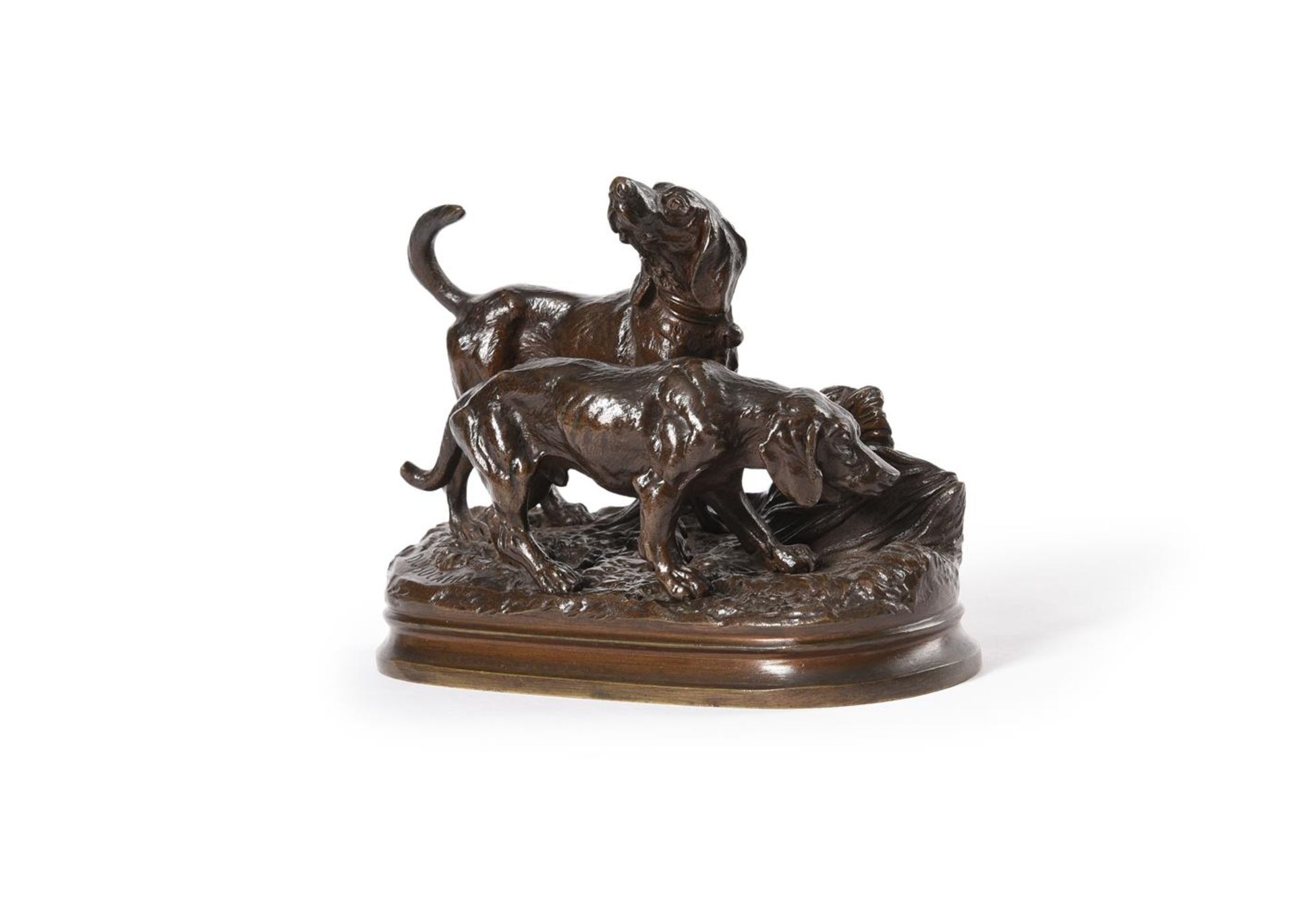 ALFRED DUBUCAND (FRENCH, 1828-1894), A BRONZE ANIMALIER DOG GROUP, LATE 19TH CENTURY