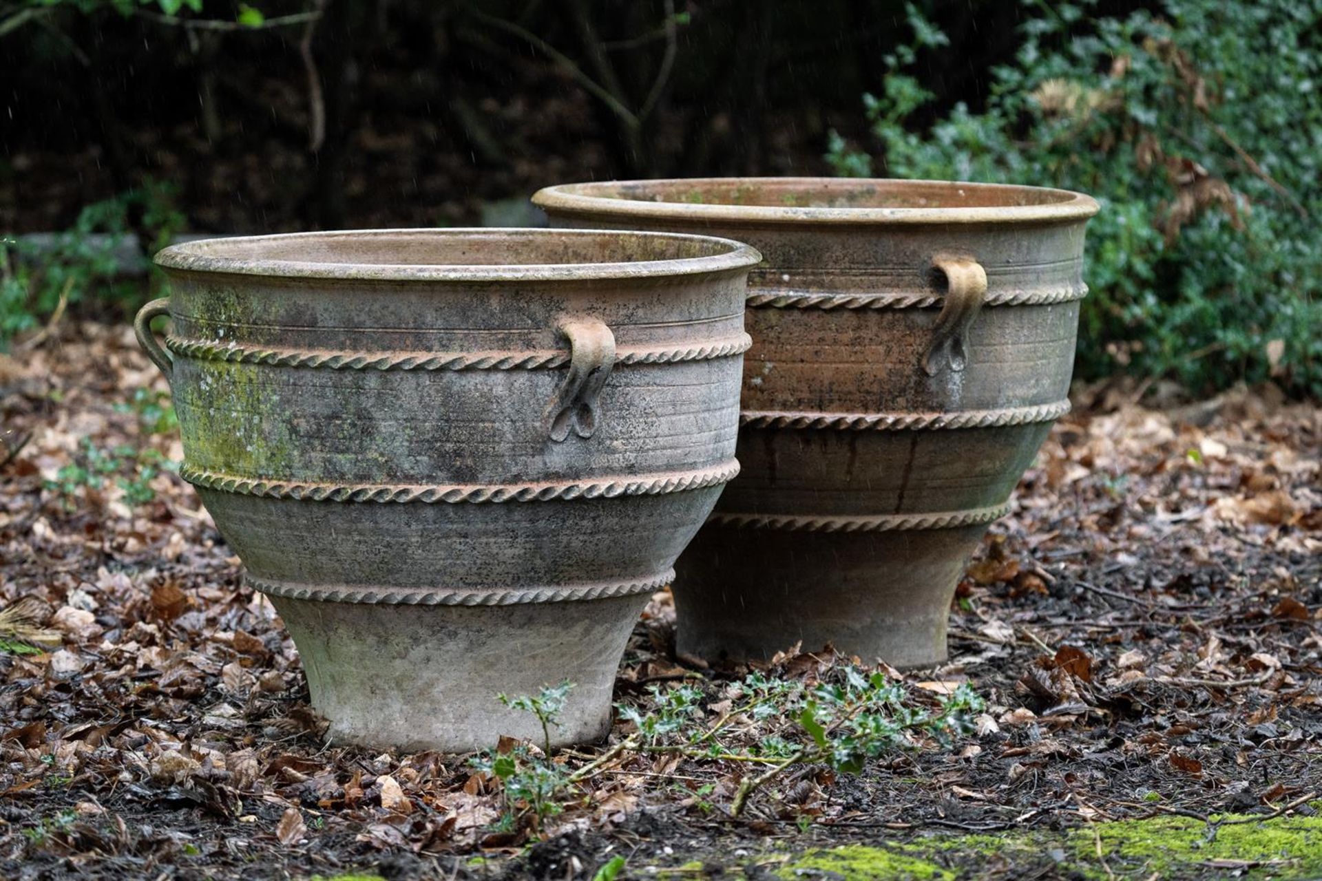 A LARGE PAIR OF TERRACOTTA PLANTERS, MODERN - Image 3 of 3
