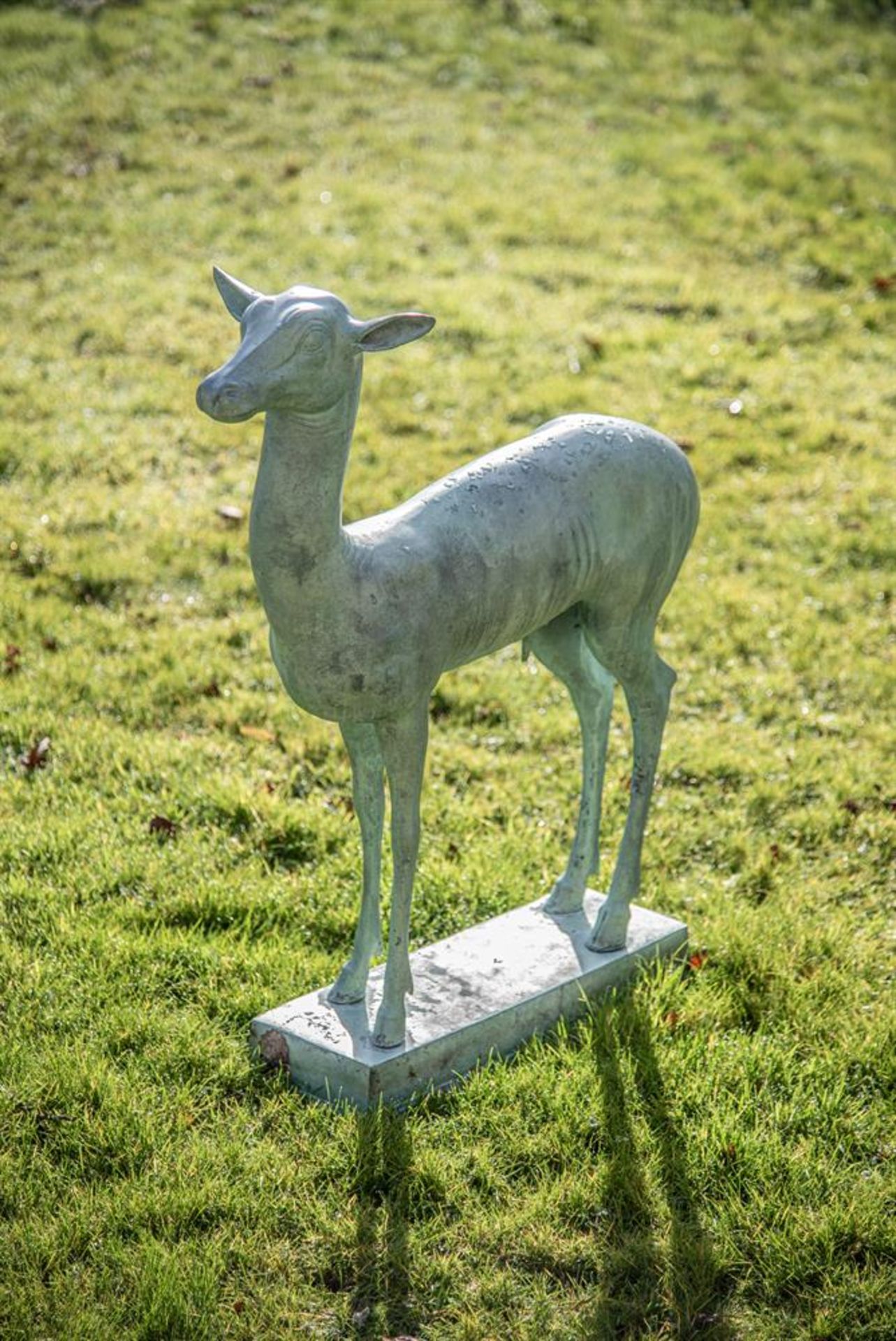 AFTER THE ANTIQUE, A VERDIGRIS BRONZE FIGURE OF A DEER, CONTEMPORARY - Image 2 of 2