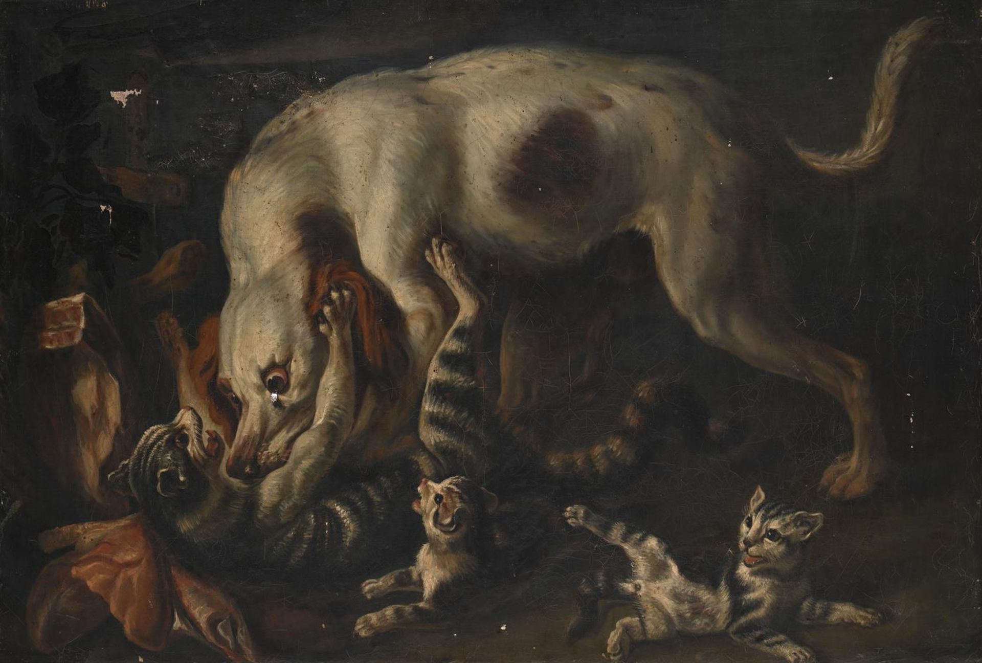 FOLLOWER OF NICASIUS BERNAERTS, A DOG ATTACKING KITTENS