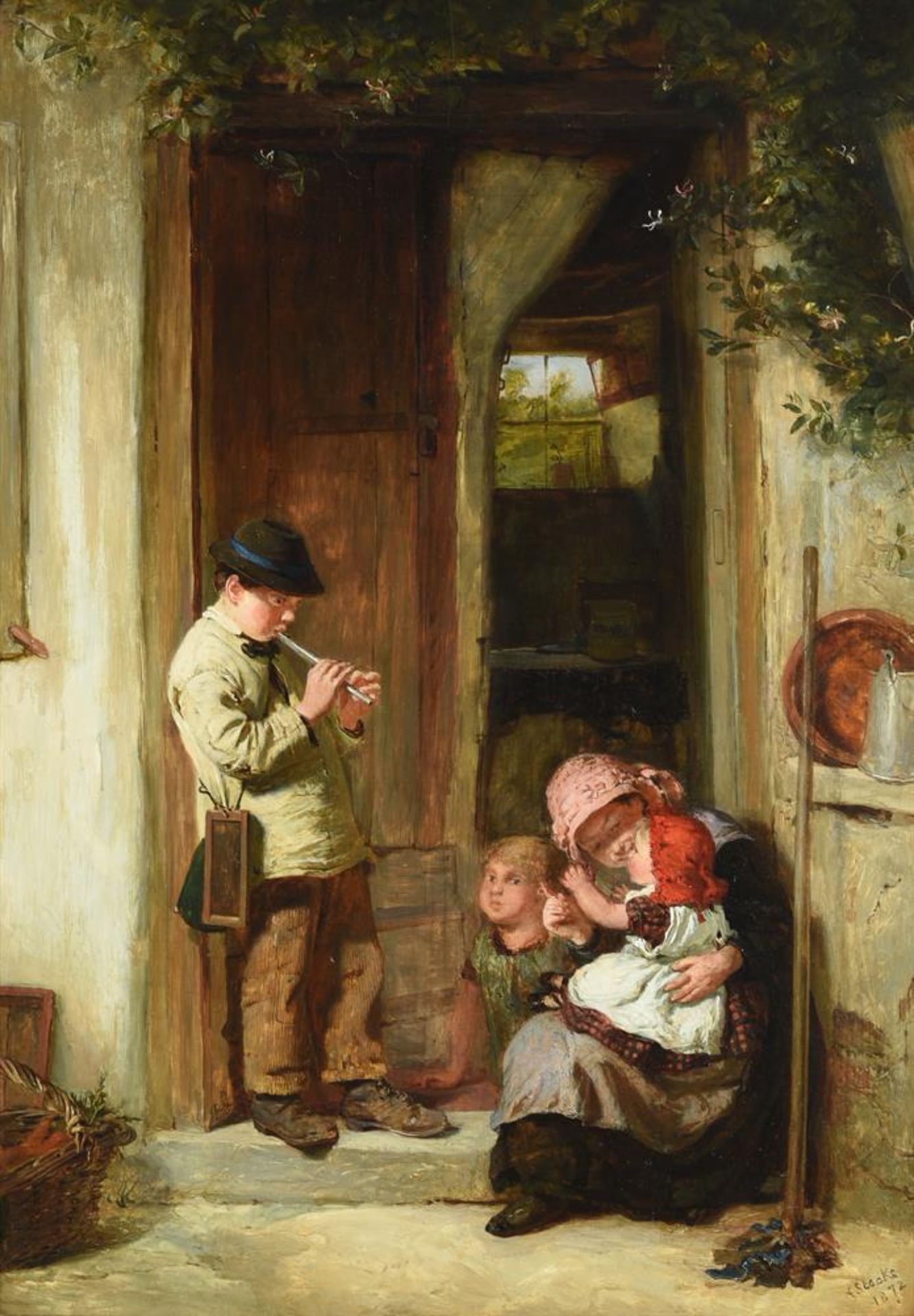 ARTHUR STOCKS (BRITISH 1846-1889), A PIPER WITH OTHER FIGURES - Bild 2 aus 5