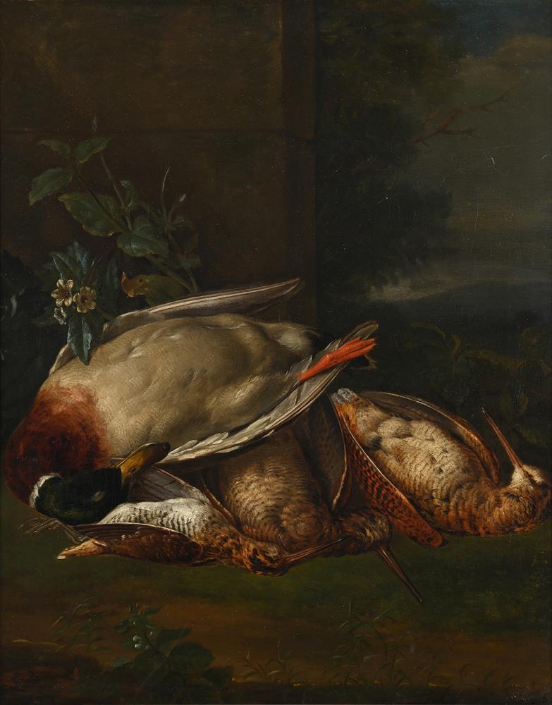 ATTRIBUTED TO PIETER RYSBRACK (DUTCH 1655-1729), STILL LIFE OF GAME BIRDS IN A LANDSCAPE - Image 2 of 3