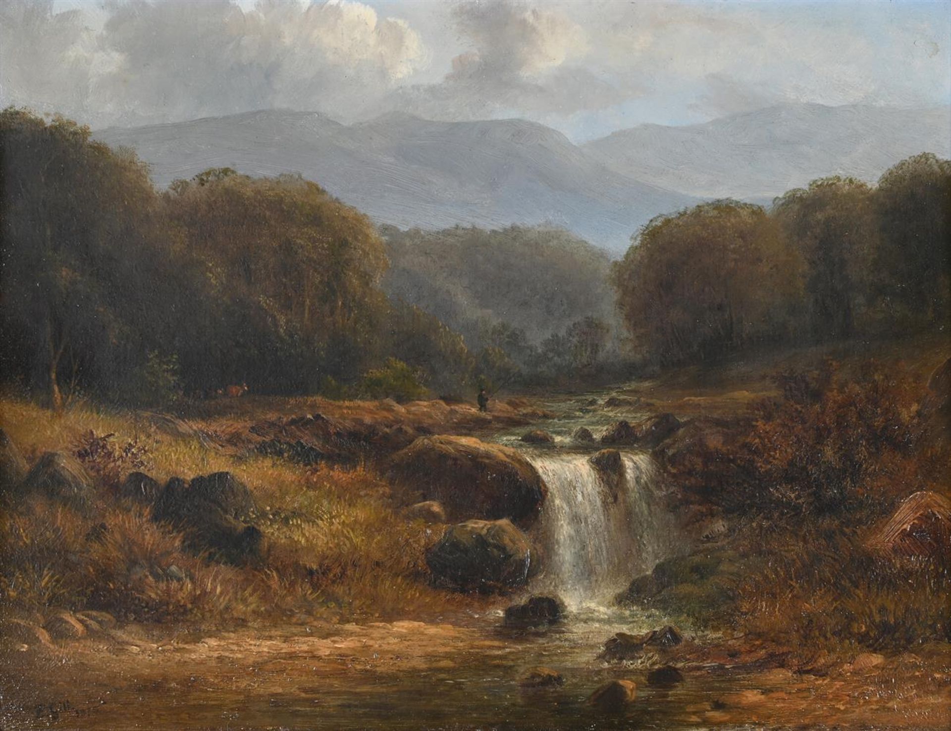 EDMUND GILL (BRITISH 1820-1894), WATERFALL ON THE UPPER REACHES OF THE CLYDE - Image 2 of 3