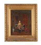 ALFRED FRIEDRICH WERNER (GERMAN 1827-1908), AN OFFICER AND A WOMAN IN AN ELEGANT INTERIOR