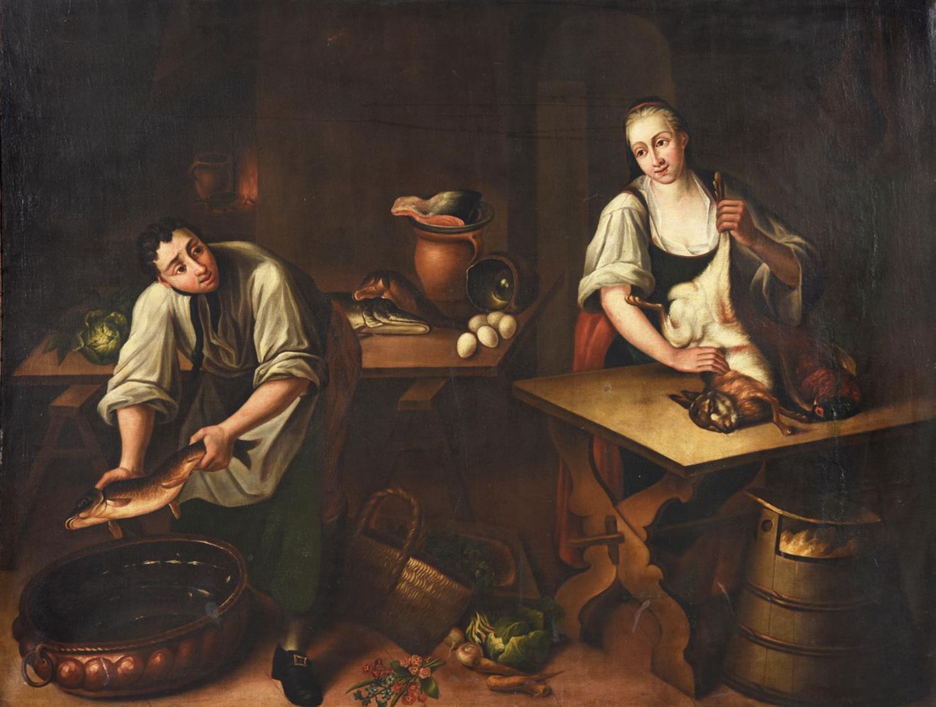 GERMAN PROVINCIAL SCHOOL (18TH CENTURY), A PAIR OF KITCHEN SCENES - Bild 3 aus 6