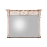 A CREAM PAINTED OVERMANTEL MIRROR IN THE REGENCY STYLE, 19TH CENTURY