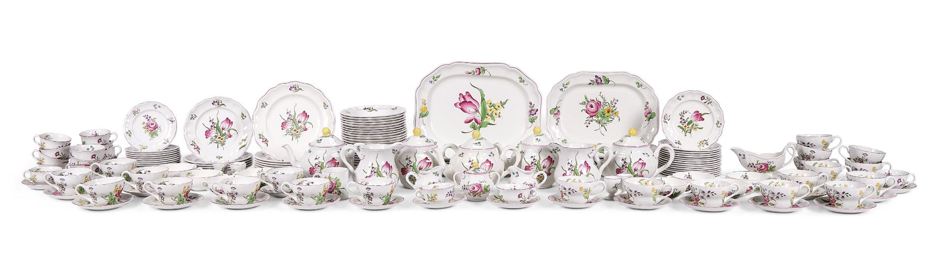 A SPODE 'MARLBOROUGH SPRAYS' PART DINNER AND TEA SERVICE, 20TH/21ST CENTURY