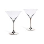 A PAIR OF THEO FENNELL MARTINI GLASSES BIRMINGHAM 1989