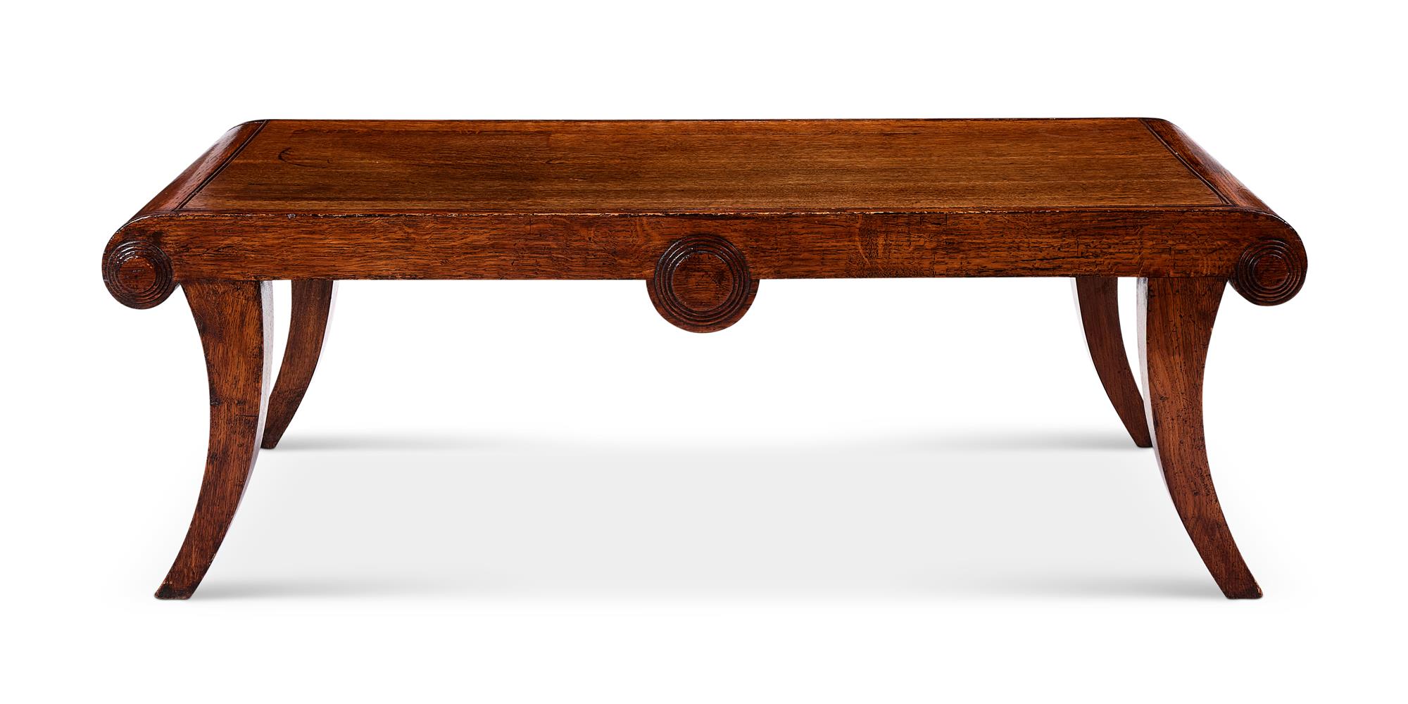 AN OAK BENCH TABLE IN THE REGENCY STYLE, 20TH CENTURY