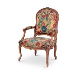 A LOUIS XV STYLE BEECH FRAMED FAUTEUIL, 19TH CENTURY