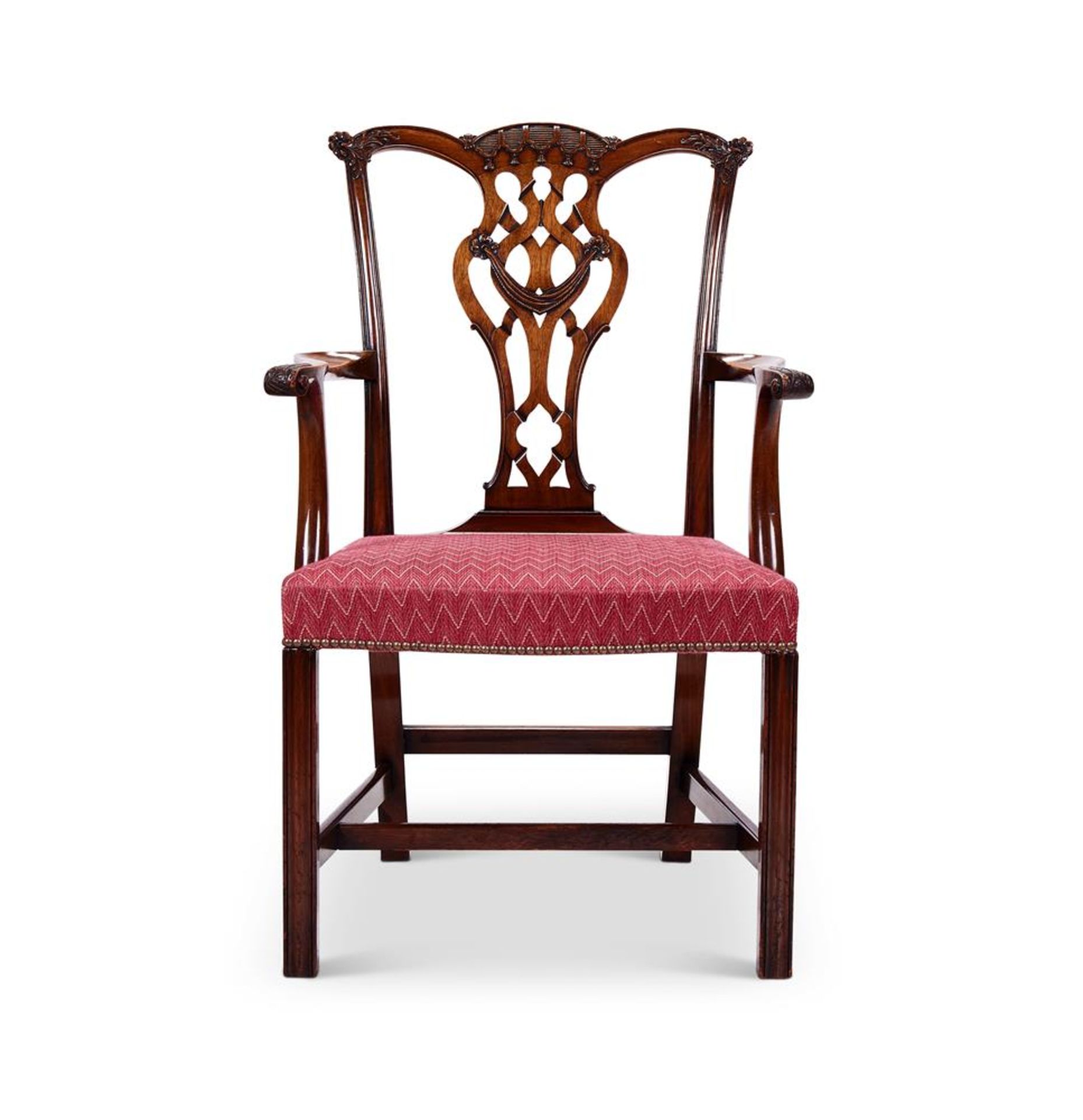 A GEORGE III STYLE MAHOGANY ARMCHAIR