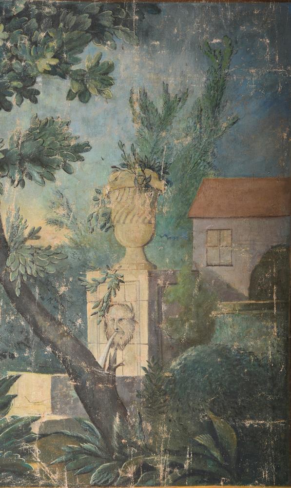 CONTINENTAL SCHOOL (LATE 19TH CENTURY) LANDSCAPE CARTOON WITH PAINTED FLORAL BORDER - Image 2 of 3