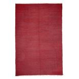 A RUST OBLIQUE RED MIX GROUND 'RAG' RUG, MODERN